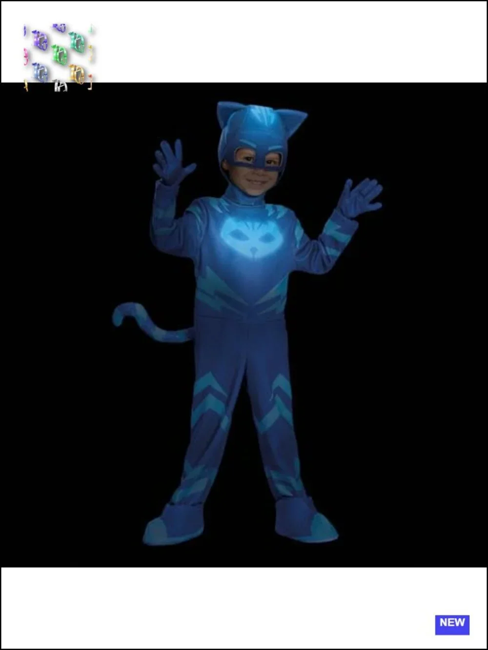 Catboy Costume Official PJ Masks Glow Jumpsuit and Mask Toddler 3T-4T